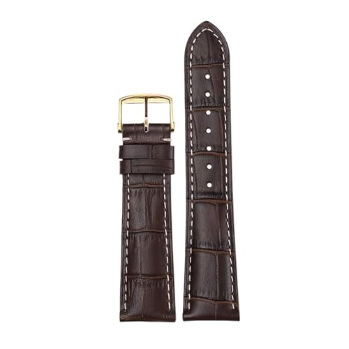 AMSOH Armband geeignet für Longines Famous Craftsman Moon Phase Comcast Wunderschöne Echtleder-Schmetterlingsschnalle Original-Uhrenverbot(Brown Gold Pin Buckl,21mm) von AMSOH