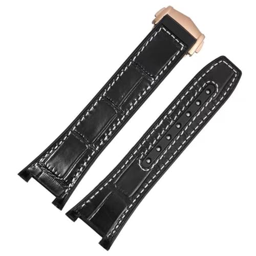 AMSOH Ersatz für das Omega Constellation Double Eagle 131.133-Uhrenarmband. Manhattan-Observatoriumsarmband aus Kautschuk-Rindsleder für Herren, Kerbe 25–14 mm(Black4) von AMSOH