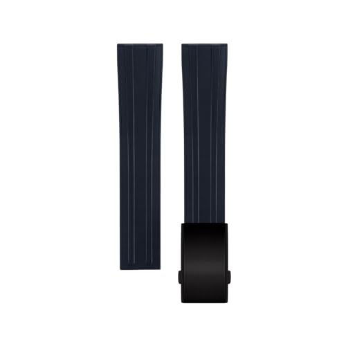 AMSOH Fluorkautschuk-Uhrenarmband für Rolex SUBMARINER GHOST DATEJUST OYSTERPERTUAL DAYTONA YACHTMASTER Faltschließe 20 mm 21 mm 22 mm Fluorkautschuk-Armband-Ersatz(Black Black Buckle,20MMM) von AMSOH