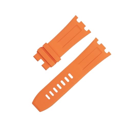 AMSOH Für AP-Armband für Audemars und Piguet-Gürtel 15710/15703, nicht Qucik-Release, 28 mm, Natur-Fluor-weiches FKM-Gummi-Armband, Zubehör, Uhrenarmband(Orange) von AMSOH