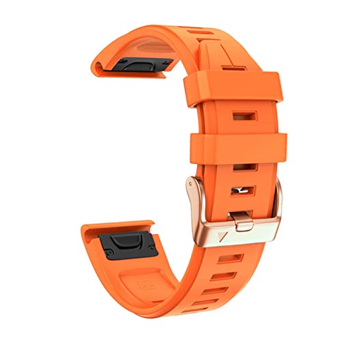 AMSOH Für Garmin Fenix ​​7S/5S Plus/6S/5S/Instinct 2S/D2, Quick-Fit-Armband aus weichem Silikon mit roségoldener Schnalle für Damen und Herren, atmungsaktives, wasserdichtes Armband-Zubehör(Orange,20m von AMSOH