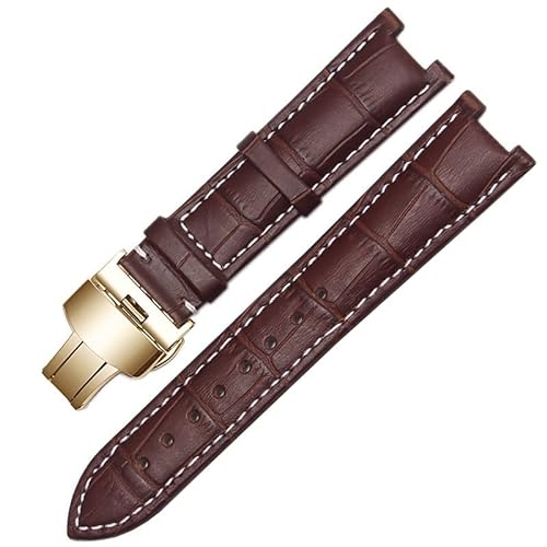 AMSOH Gnuine Lederarmband für GC-Armband, 22 x 13 mm, 20 x 11 mm, gekerbtes Armband mit Edelstahl-Schmetterlings-Schnalle, 20-11mm, Achat von AMSOH