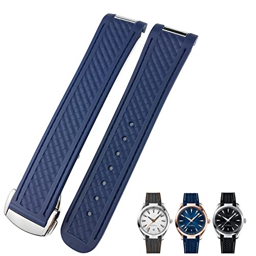 AMSOH Gummi-Uhrenarmband mit gebogenem Ende, 19 mm, 20 mm, passend für Omega Seamaster 300 AT150 Aqua Terra 8900 Speedmaster Silikon-Uhrenarmbandwerkzeuge, 20 mm, Achat von AMSOH