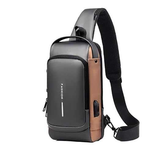 AMSOH Herren Crossbody Tasche PU Leder Klassische Anti-Diebstahl Umhängetasche Brusttasche Multifunktional für Männer, Orange, Einheitsgröße AMSOH Herren Crossbody Tasche PU Leder Klassische Anti-Diebstahl Umhängetasche Brusttasche Multifunktional für Männer, Orange, Einheitsgröße von AMSOH
