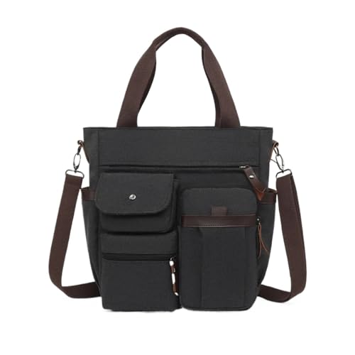 AMSOH Herren-Umhängetasche aus Segeltuch, Camping-Umhängetasche, Schultertasche für Reisen, Arbeit, Uni, Reto, Herren-Schulhandtaschen, Aktentasche, Schwarz , Einheitsgröße von AMSOH