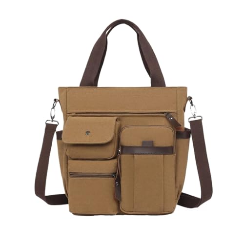 AMSOH Herren-Umhängetasche aus Segeltuch, Camping-Umhängetasche, Schultertasche für Reisen, Arbeit, Uni, Reto, Herren-Schulhandtaschen, Aktentasche, braun, Einheitsgröße von AMSOH