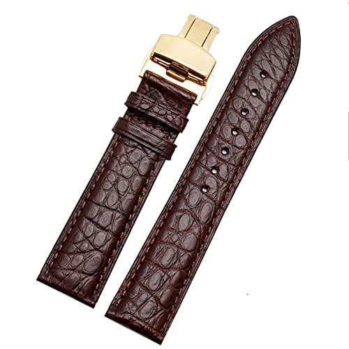AMSOH Krokodilleder-Armband für jedes Markenarmband, 16, 17, 18, 19 mm, mit Faltschließe, 16 mm, Achat von AMSOH