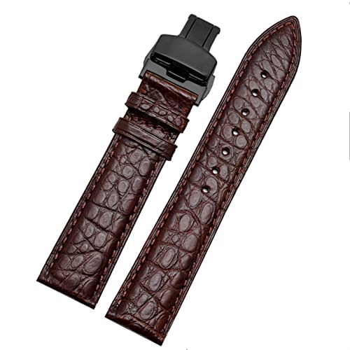 AMSOH Krokodilleder-Armband für jedes Markenarmband, 16, 17, 18, 19 mm, mit Faltschließe, 16 mm, Achat von AMSOH