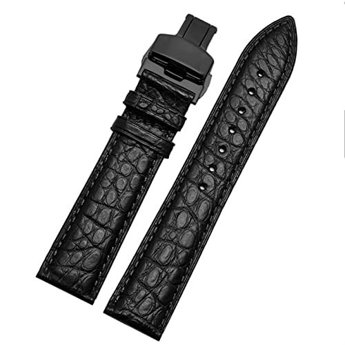 AMSOH Krokodilleder-Armband für jedes Markenarmband, 16, 17, 18, 19 mm, mit Faltschließe, 17 mm, Achat von AMSOH