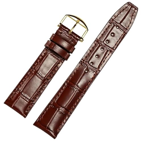 AMSOH Leder-Uhrenarmband, kompatibel mit IWC-Ersatzbändern, klassische Alligatorstruktur, 20 mm, 21 mm, 22 mm, für IWC Big PILOT Spitfire GUN IW5009 IW3777, Nieten, Rindsleder-Uhrenarmband(Brown gold von AMSOH