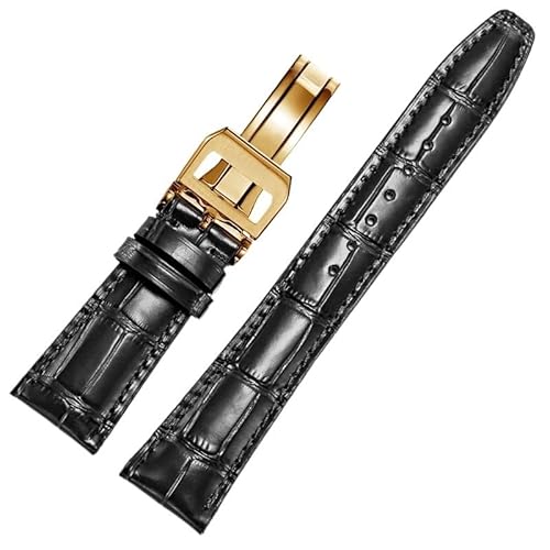 AMSOH Leder-Uhrenarmband, kompatibel mit IWC-Ersatzbändern, klassische Alligatorstruktur, 20 mm, 21 mm, 22 mm, für IWC Big PILOT Spitfire GUN IW5009 IW3777, Nieten, Rindsleder-Uhrenarmband(Gold buckle AMSOH Leder-Uhrenarmband, kompatibel mit IWC-Ersatzbändern, klassische Alligatorstruktur, 20 mm, 21 mm, 22 mm, für IWC Big PILOT Spitfire GUN IW5009 IW3777, Nieten, Rindsleder-Uhrenarmband(Gold buckle von AMSOH