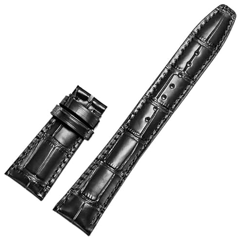 AMSOH Leder-Uhrenarmband, kompatibel mit IWC-Ersatzbändern, klassische Alligatorstruktur, 20 mm, 21 mm, 22 mm, für IWC Big PILOT Spitfire GUN IW5009 IW3777, Nieten, Rindsleder-Uhrenarmband(No buckle,2 von AMSOH