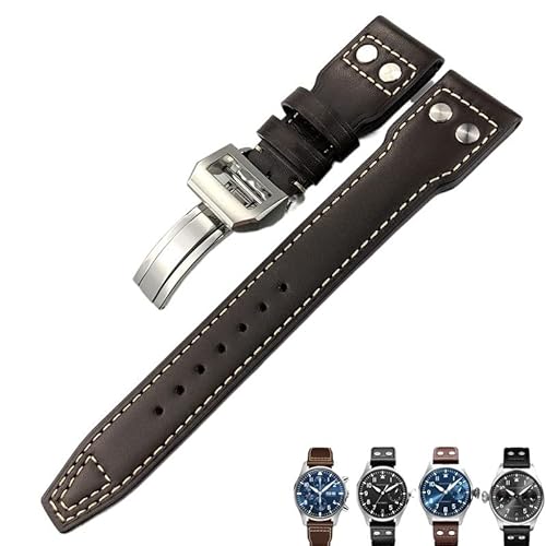 AMSOH Leder-Uhrenarmband für Herren, 20 mm, 21 mm, 22 mm, Schwarz/Blau/Braun, 21 mm, Achat von AMSOH