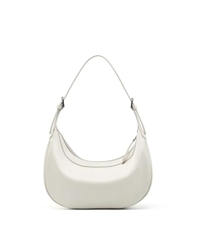 AMSOH Modische Hobo-Tasche aus echtem Rindsleder, solide klassische Umhängetasche, Crossbody-Tasche für Damen, luxuriöse Designer-Taschen, weiß, 25-8.5-21.5cm AMSOH Modische Hobo-Tasche aus echtem Rindsleder, solide klassische Umhängetasche, Crossbody-Tasche für Damen, luxuriöse Designer-Taschen, weiß, 25-8.5-21.5cm von AMSOH