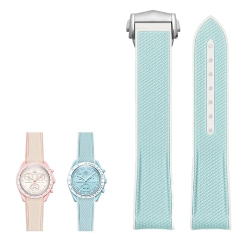 AMSOH NEUES Gummi-Silikon-Armband für Omega X Swatch Joint MoonSwatch Celestial Sports 20-mm-Uhrenarmband mit gebogenem Ende(Blue 2) von AMSOH