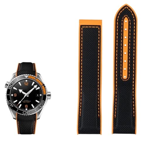 AMSOH Nylon-Gummi-Uhrenarmband für Omega Seamaster Planet Ocean Herren, Faltschließe, Uhrenzubehör, Silikon-Uhr, 20 mm, 22 mm, 20 mm, Achat von AMSOH