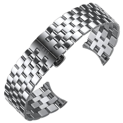 AMSOH Präzisionsstahl-Uhrenarmbandkette für Tissot T122 Carson Zhenme 1853 Herren T122410a T122407A T122207A Armband 20 mm(Silvery) von AMSOH