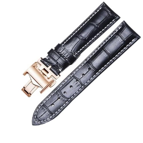 AMSOH Rindsleder-Uhrenarmbänder für L2 L4 Master Collection Flaggschiff Evidenza Strap Uhrenarmbänder Kalbsleder-Armband L2.628.673(Black Rose Gold,19mm(Buckle 18mm)) von AMSOH