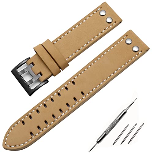 AMSOH Seiko Uhrenarmband aus echtem Leder, 20/22 mm, für Hamilton Khaki Field Watch H760250 H77616533 Uhrenarmband mit Knopfschnalle, 20 mm, Achat von AMSOH