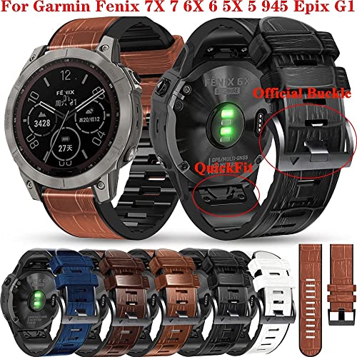 AMSOH Silikon-Uhrenarmband für Garmin Fenix 7X 7 6X 6 Pro 5 5X Epix Quick Easyfit Lederarmbänder Smartwatch-Armband, 26 x 22 mm, 22mm Fenix 6 5 5Plus, Achat von AMSOH