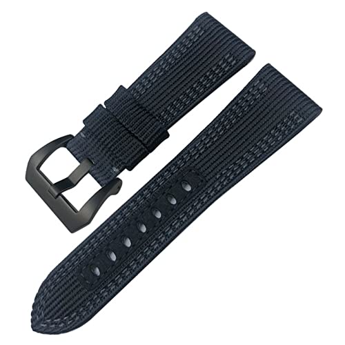 AMSOH Sportuhrenband aus Segeltuch und Leder, für Panerai Submersible Luminor PAM 24 mm / 26 mm Serie, Nylongewebe, Uhrenarmband für 22/24 mm, Ersatzzubehör, 24 mm, Achat von AMSOH