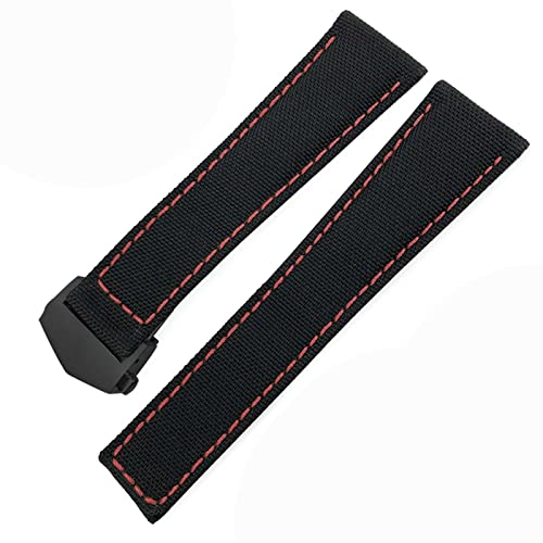 AMSOH Uhrenarmband, 20 mm, 22 mm, Segeltuch, Nylon, Leder, Faltschnalle, schwarz, für Tag Heuer Carrera Aquaracer-Serie, Ersatzarmband, 20 mm, Achat von AMSOH