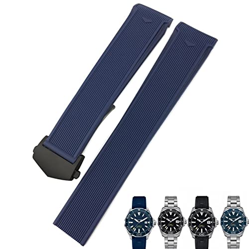 AMSOH Uhrenarmband aus Gummi, Silikon, 20 mm, 22 mm, für Tag Heuer Carrera Aquaracer F1, wasserdichtes Taucharmband, Schwarz / Blau / Braun, 20 mm, Achat von AMSOH