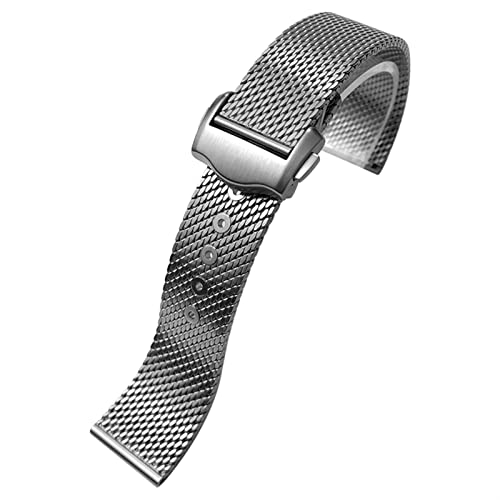 AMSOH Uhrenarmband aus Titanstahl, 20 mm, geflochten, passend für Omega 007 Seamaster James Bond Uhrenarmband, Faltschließe, For Omega 20mm, Achat von AMSOH