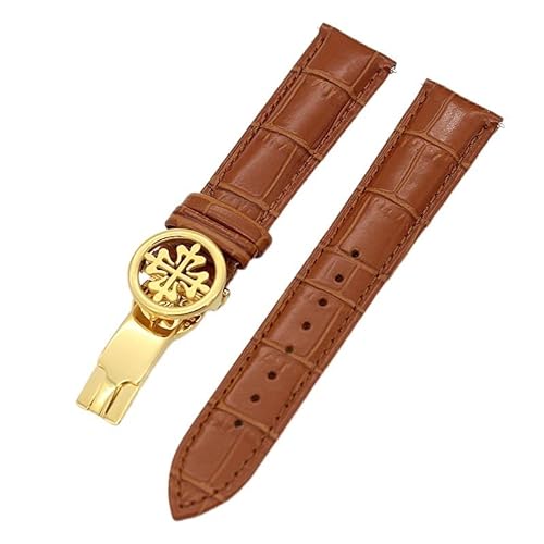 AMSOH Uhrenarmband aus echtem Leder, 19 mm, 20 mm, 22 mm, Uhrenarmband für Patek Philippe Wath Armbänder mit Edelstahl-Faltschließe, für Herren und Damen, 22 mm, Achat von AMSOH