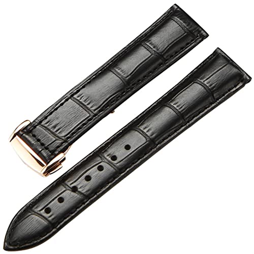 AMSOH Uhrenarmband aus echtem Leder für Omega Watch Seamaster, 19 mm, 20 mm, 22 mm, Faltschließe, schwarz/braun, 22 mm, Achat von AMSOH