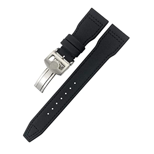 AMSOH Uhrenarmband für IWC Le Petit Prince Big Pilot Top Gun IW3777, schwarzes Sportfaser-Leinenarmband, 20 mm, 21 mm, 22 mm, Nylon-Lederarmband, 22 mm, Achat von AMSOH