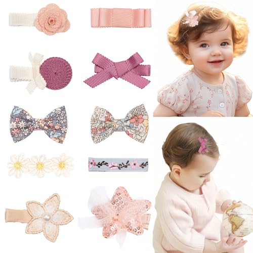 LYXOTO 10 Stück Baby haarspangen Baby Mädchen Haarschleife Krokodilklemmen Samt Haarspangen Haarschmuck für kleine Mädchen Kleinkinder Teenager Kinder (Bunt 1) von AMSTERDAM ACRYLIC