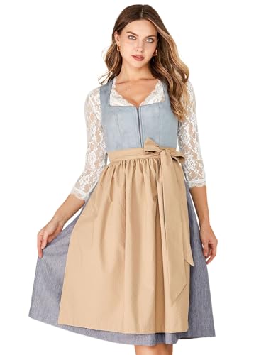 AMUSELIEBE Damen Dirndl 70CM Trachtenkleid Dirndlkleid mit Schürze Festlich Kleid für Oktoberfest Cocktailkleid Bayerische Tracht Outfit Karneval Kleid Bierfestival von AMUSELIEBE