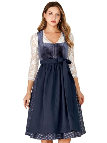 AMUSELIEBE Damen Dirndl 70CM Trachtenkleid Dirndlkleid mit Schürze Festlich Kleid für Oktoberfest Cocktailkleid Bayerische Tracht Outfit Karneval Kleid Bierfestival von AMUSELIEBE