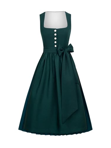 AMUSELIEBE Dirndl Damen, Midikleider für Damen Knöpfen Dirndlkleid, Trachtenkleid Moderock, Oktoberfest Kostüm umfasst Dirndl und Schürze von AMUSELIEBE