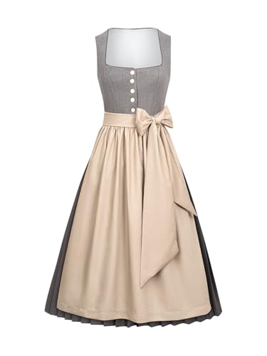 AMUSELIEBE Dirndl Damen, Midikleider für Damen Knöpfen Dirndlkleid, Trachtenkleid Moderock, Oktoberfest Kostüm umfasst Dirndl und Schürze von AMUSELIEBE