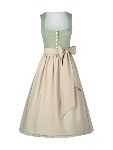AMUSELIEBE Dirndl Damen, Midikleider für Damen Knöpfen Dirndlkleid, Trachtenkleid Moderock, Oktoberfest Kostüm umfasst Dirndl und Schürze von AMUSELIEBE