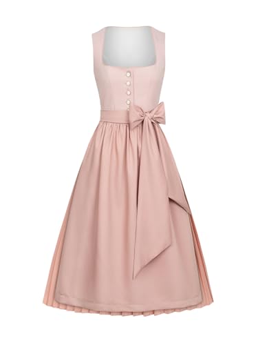 AMUSELIEBE Dirndl Damen, Midikleider für Damen Knöpfen Dirndlkleid, Trachtenkleid Moderock, Oktoberfest Kostüm umfasst Dirndl und Schürze von AMUSELIEBE