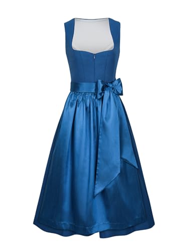 AMUSELIEBE Dirndl Damen Midi, Damen Reißverschluss Vorne Dirndl, Trachtenkleid mit Schürze Trachtenmode Kleid für Oktoberfest Vintage, Besondere Anlässe von AMUSELIEBE