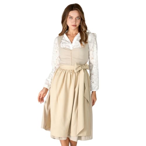 AMUSELIEBE Dirndl Damen Midi, Damen Reißverschluss Vorne Dirndl, Trachtenkleid mit Trachtenrock und Dirndlschürze für Karneval Oktoberfest Party Kostüm von AMUSELIEBE