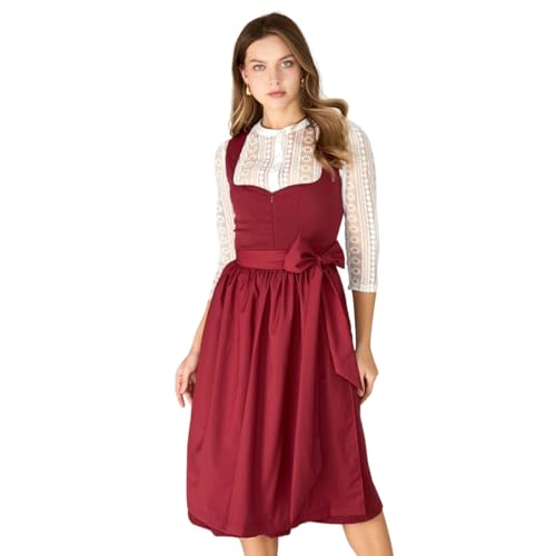 AMUSELIEBE Dirndl Damen Midi, Damen Reißverschluss Vorne Dirndl, Trachtenkleid mit Trachtenrock und Dirndlschürze für Karneval Oktoberfest Party Kostüm von AMUSELIEBE
