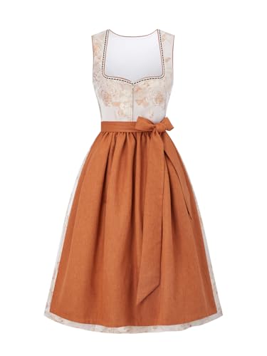 AMUSELIEBE Dirndl Damen Trachtenkleid 70CM Oktoberfest Damenkostüm Dirndl Kleider Braun Dirndlkleid mit Schürze von AMUSELIEBE