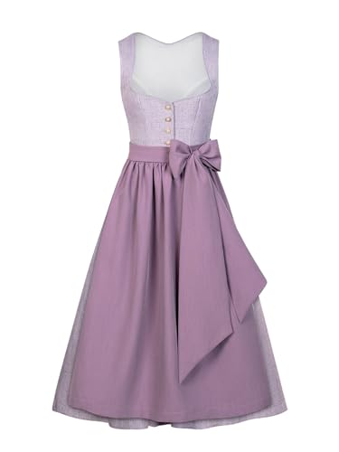 AMUSELIEBE Dirndl Damen midi, Trachtenkleid Damen Knöpfen Dirndlkleid inkl. Dirndl und Schürze 2 Teilig für Oktoberfest Kostüm Besondere Anlässe Festival Outfit von AMUSELIEBE