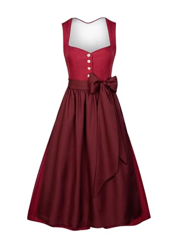 AMUSELIEBE Dirndl Damen midi, Trachtenkleid Damen Knöpfen Dirndlkleid inkl. Dirndl und Schürze 2 Teilig für Oktoberfest Kostüm Besondere Anlässe Festival Outfit von AMUSELIEBE