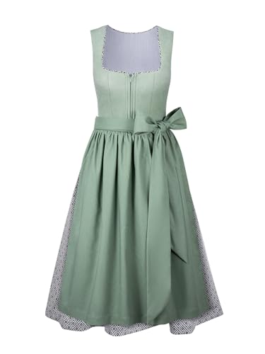 AMUSELIEBE Dirndl Damen midi Trachtenkleid Trachtenrock Damen Grün Gerader Ausschnitt Dirndl für Oktoberfest Besondere Anlässe von AMUSELIEBE