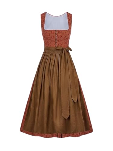 AMUSELIEBE Dirndl Midi Damen, Gelb Gerader Ausschnitt Knöpfen Dirndl für Bayerisches Oktoberfest Halloween Karneval - 36 von AMUSELIEBE