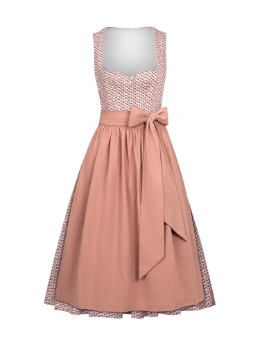 AMUSELIEBE Dirndl für Damen, Damen Rosa Reißverschluss Vorne Floralem Muster Dirndl, Trachtenkleid mit Trachtenrock Dirndlschürze von AMUSELIEBE