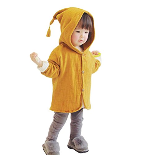 AMUSTER AMUSTER Kleinkind Kinder Unisex Baby Junge Mädchen Mantel Mit Kapuze Hooded Sweatshirt Strickjacke Pullover Outwear Trenchcoat (100, Gelb) von AMUSTER.DAN