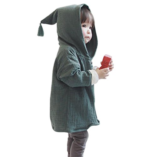 AMUSTER AMUSTER Kleinkind Kinder Unisex Baby Junge Mädchen Mantel Mit Kapuze Hooded Sweatshirt Strickjacke Pullover Outwear Trenchcoat (100, Grün) von AMUSTER.DAN