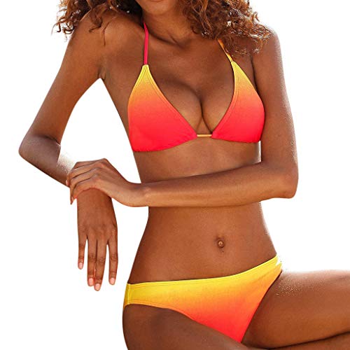 AMUSTER Bikini Damen Set Push Up Bademode Zweiteilige Neckholder Bikini High Waist Bikinihose Split Badeanzug Strandkleidung von AMUSTERღ